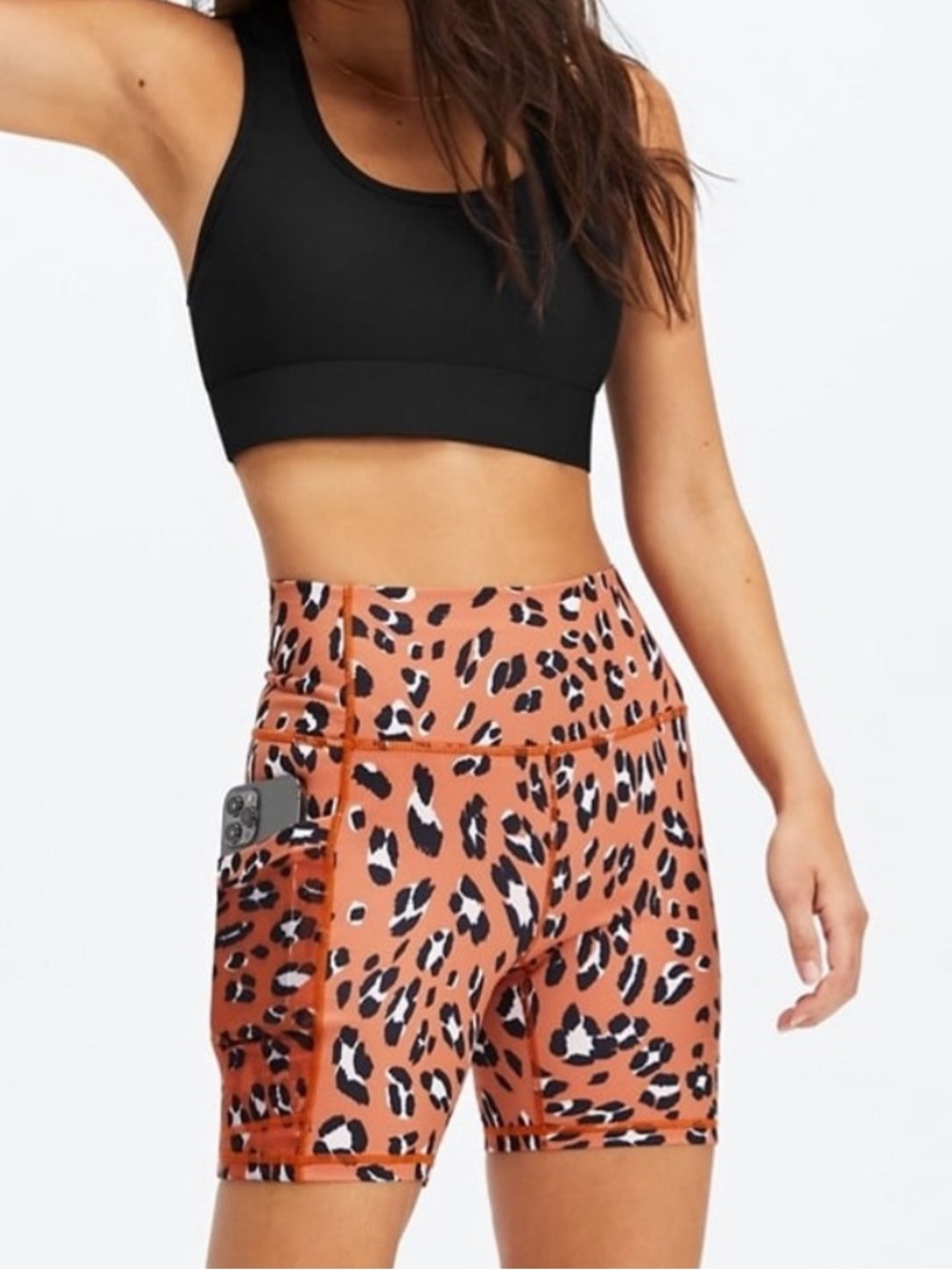 Fabletics On-The-Go PowerHold High-Waisted 6" Biker Shorts Women’s Size M Print